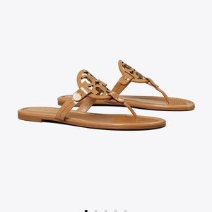 Tory Burch Miller Patent Leather Miller Sandals- Size 7, nude